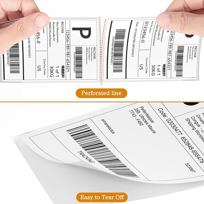 SJPACK 4" x 6" Thermal Labels, 2000 Fanfold Labels, Direct Thermal Shipping Label Compatible with Nelko, Rollo, Zebra, Brother, Orgbro, Munbyn, Jadens Shipping Label Printer, Commercial Grade