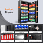 XDeer 122-Keys Key Lock Box Wall Mount with Advanced Anti-Theft Deposit Key Slot & LED Light, Key Cabinet with Combo and Key Lock, Key Safe for Hotels & Office & Companies & Car Dealerships