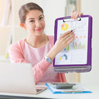 Plastic Clipboard with Storage, 8.5 x 11 Storage Organization Box Side-Opening, Heavy Duty Clip Board with Pen Holder and Paper Folder for Nurses, Teachers, Office & School Supply, Dark Purple