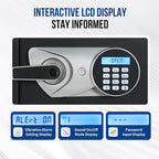 BlackSmith Home Biometric Safe 1.0 Cub - Fingerprint Recognition Box With Keys, Keypad Lock, LCD Display, Dual Alarm System - Wall Mount Cabinet for Jewelry and Valuables, Black