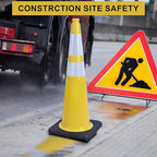 OrangeStar 8-Pack 36" Yellow Traffic Cones with Weighted Rubber Base, 2 Reflective Collars, Large Safety Cones for Parking Lot, Road Construction, Warehouse, Highway, Weatherproof PVC