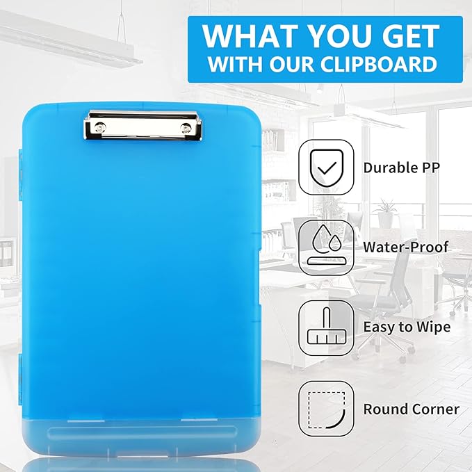SFLHHDM Clipboards with Pen Holder, Legal Size Nursing Clipboard with Storage, Plastic Clip Board for Writing, Lightweight Cute Clipboard Storage with Low Profile Clip for Work, Office
