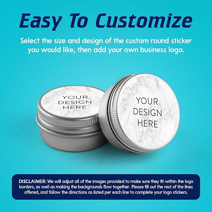 100 Custom Vinyl Stickers - Upload Your own Image, Text, Design, Logo - Personalized Logo Labels for Handmade, Packaging, Bottle, Jars, Candle, Brand Stickers (Silver Marble, 3x3)