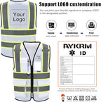 AYKRM 11 color High Vis Reflective Safety Vest for Women Men Security Pocket Zipper