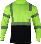 FONIRRA Safety Shirts for Men High Visibility Reflective ANSI Class 2 Hi Vis Construction Work T Shirts Long Sleeve