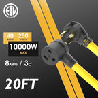 TOOLIOM Welder Extension Cord 8AWG 20FT 6-50P to 6-50R Heavy Duty Power Extension Cord for Welding Machines with ETL Approved