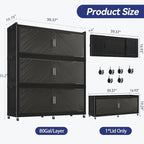 240 Gallon Extra Large Collapsible Storage Bin with Lid, 960QT Stackable Plastic Organizer with 6x Wheels, Foldable Drawer Cabinet for Closet, Living Room Office, Kitchen 3Pack, Black