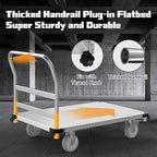3000LBS Heavy Duty Platform Truck Cart Dolly | 44"x28" 2mm Steel Deck & Reinforced Chassis | 6" TPR Swivel Wheels | Industrial Flatbed Cart for Warehouse, Factory, Logistics
