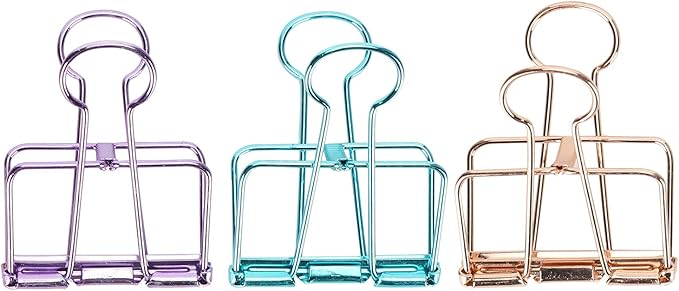 16 Pcs Hollow Binder Clips - 8 Colors Skeleton Design Paper Clamps for Office School Home Use, Organize Documents Files Notes(L,1.9x2.6in)