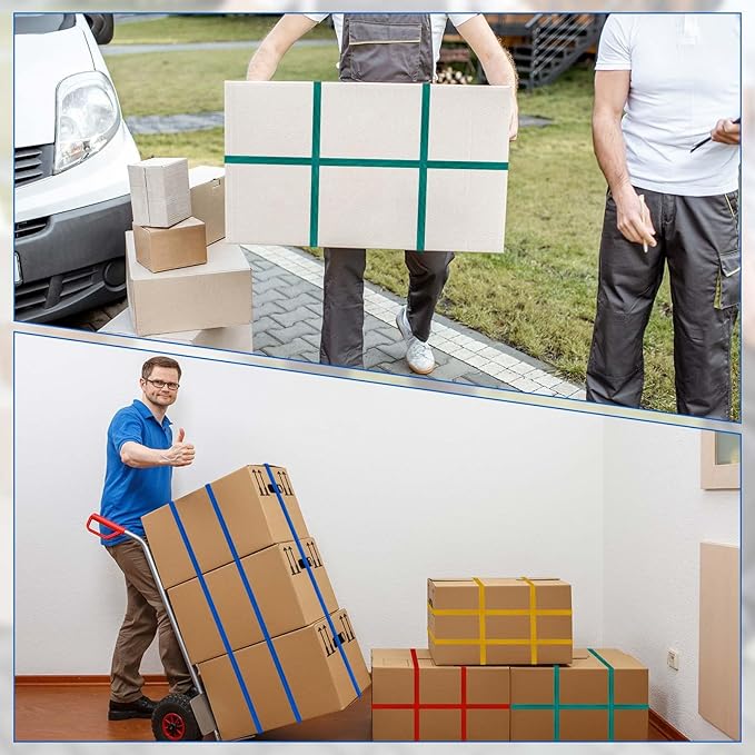 12 Pcs Extra Large 42" 36" 30" 25" Moving Rubber Bands for Furniture Elastic Variety Heavy Duty Moving Bands for Mover Pallets Blankets Boxes Packing Supplies, 4 Assorted Colors