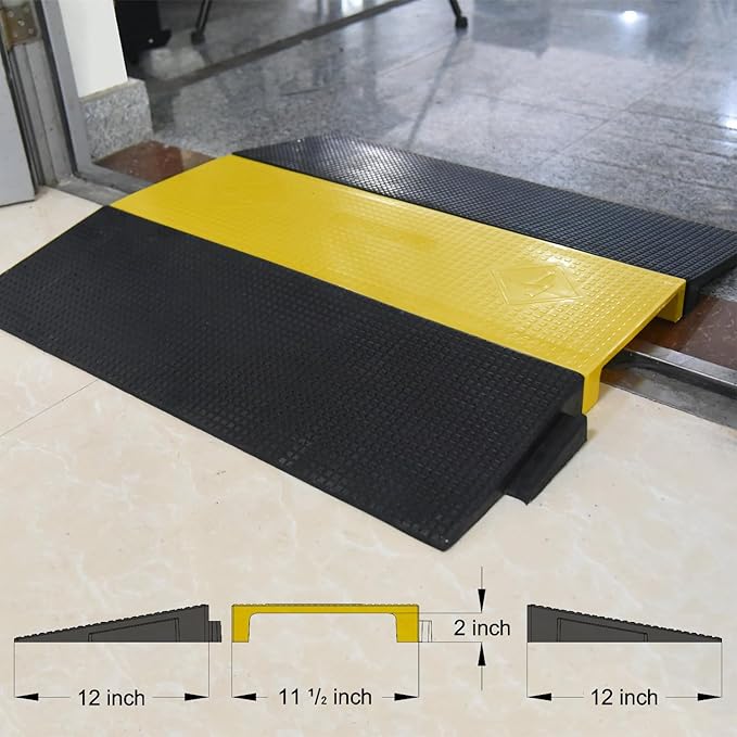 Assemble Threshold Bridge Ramp,1 Large Channel Floor Wire Hose Cord Cable Protector, Doorway Ramp for Cars Wheelchairs, ADA Compliant Driveway Road Hump, Traffic Speed Bump