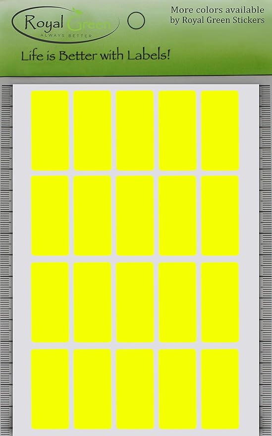 Royal Green Sticker Writable Stickers in Neon Yellow 1.57 inch x 0.75 inch (40mm x 19mm) - 2000 Pack