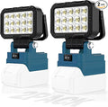 2 Pack LED Work Light Compatible with Makita 18V Battery, 40W 6000LM Cordless Work Light with 2 USB Charging Port, 145° Adjustable Angle Portable Flood Light Flashlight(Battery NOT Included)