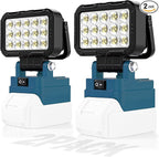 2 Pack LED Work Light Compatible with Makita 18V Battery, 40W 6000LM Cordless Work Light with 2 USB Charging Port, 145° Adjustable Angle Portable Flood Light Flashlight(Battery NOT Included)