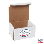 Box USA Small Shipping Boxes 5"L x 4"W x 3"H, 50-Pack - White Box Crush-Proof Mailers for Packaging, Storage, Gifts or Bulk Business Orders