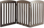 SPIRICH Wooden Freestanding Foldable Dog Gate, Extra Wide Step Over Puppy Gate, 3 Panels, Grey