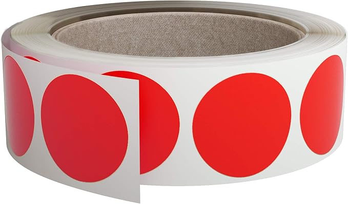Royal Green Office Label Rolls for Inventory and Labeling 25mm - Red Sticker Dots - 600 Pack