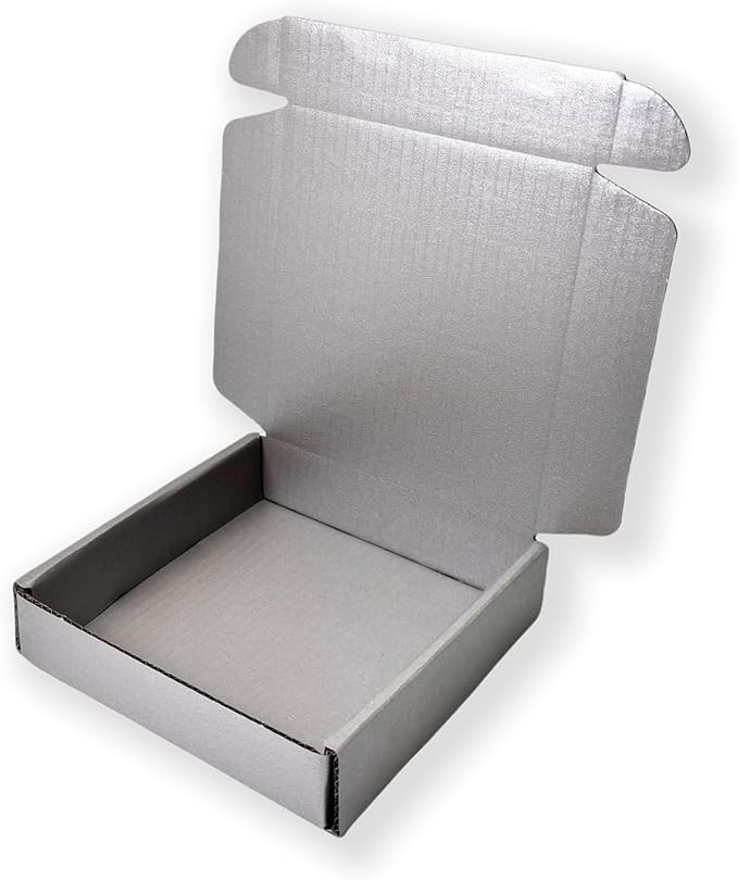 15 Pcs 5.1 x 5.1 x 1.2 inches Mini Size Shipping Boxes Corrugated Cardboard Mailer Boxes Bulk for Packaging Business Mailing Gift,Mini Mailer Boxes for Packaging (Silver, 5.1 x 5.1 x 1.2")