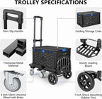 KEDSUM 4-in-1 Convertible Hand Truck Dolly with Folding Crate, 600LBS Heavy Duty Dolly Cart with Wheels, Adjustable Handle & Caster Wheels, Shopping Cart for Groceries, Packages, Collapsible