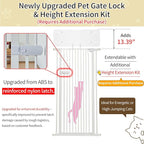 Lumizone Extra Tall Cat Gate 61.02" High Pressure Mounted Extra Wide 2025 New (17 Sizes) 1.37" Gap No Drilling Auto-Close One-Handed Operation Tall Pet Gate for Dogs(White, 61.02" H x 55.12"-59.44" W)