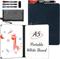 8.4" x 6" Portable White Board Dry Erase Notebook, PU Leather Shell Double Sided Folding Whiteboards with 3 Pens, Small Travel Dry Erase Board for Study, Meeting, Planning,doodling,Gift for Child
