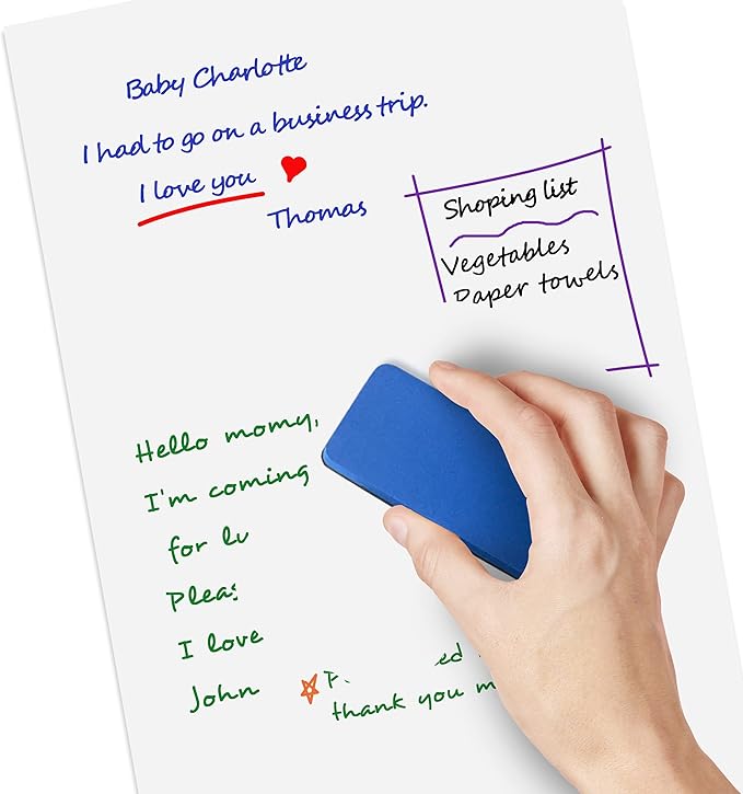 Magnetic Fridge Whiteboard Sheet for Kitchen Refrigerator - Dry Erase Magnetic White Board Organizer & Planner 11"x17" Strong Magnet Includes 6 Markers and Big Eraser