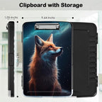 Clipboard with Storage,Office Supplies Nursing Clipboards Folder with Pen Holder Plastic Storage ClipBoard Foldable for Teacher Nurse,Galaxy Fox