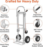 800 LBS Dolly Cart with Wheels, 2 in 1 Folding Hand Truck, Stainless Steel Heavy Duty Industrial Convertible Hand Cart, Utility Collapsible Hand Truck Dolly for Warehouse, Home, Office, Etc