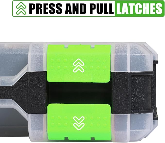 Generic Tool Box with Transparent Lid, Double Side 34-Compartments Organizer Box with Removable Dividers for Hardware, Screws, Bolts, Nails, Beads, Jewelry and Fishing Accessories, Green, 2 Packs