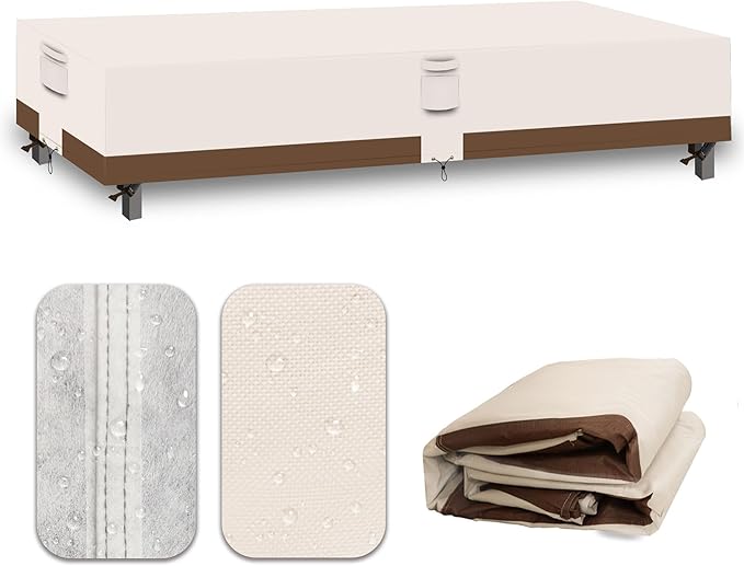 Heavy Duty Patio Furniture Covers Waterproof, 600D Outdoor Furniture Cover Waterproof for Sectional Sofa Couch, Outdoor Dining Table and Chair Set Covers 138''L x 86''W x 28''H, Beige Brown