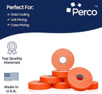 Perco Fluorescent Red Pricing Labels for Monarch 1136 Price Gun – 3 Sleeves, 24 Rolls Value Pack - 42,000 Price Marking Labels – with Ink Rolls Included