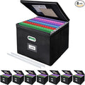 8 Pack Large File Organizer Boxes with Lids, Document Organizer Box with Mesh Pockets & Zippers for Letter/Legal Size Folders, Collapsible File Storage Box (Black, Without Folders)