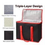 Bodaon odaon 4-Pack Insulated Reusable Grocery Shopping Bags, X-Large Picnic Cooler Bag Cold, Black with Red Edge