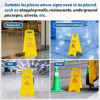 8 Pack 24 Inch Blank Floor Sign Yellow A-frame Foldable Caution Sign Write-On Double Sided Safety Warning for Pool Restaurant Restroom Office