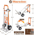 4-in-1 Convertible Hand Truck Dolly Cart, 770 lbs Heavy Duty Folding Hand Truck with 10" Solid Wheels, Aluminum Portable Dolly Hand Cart for Moving, Office, Home & Warehouse Use