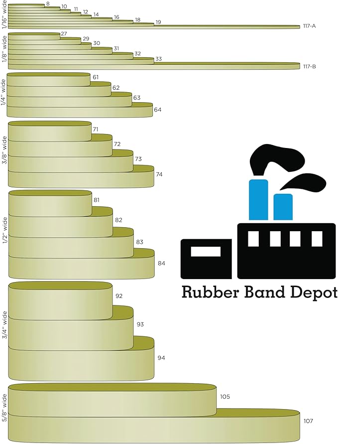 3-1/2" x 1/4'' - Size #64 - Rubber Band Depot - Everyday Rubber Bands, Business Bands - Approximately 80 Per Bag - 1/4 Pound Bag