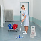 Stainless Steel Wet Floor Sign 2 Pack, 24 Inch Double-Sided Foldable Caution Sign with Handle, 8.8 lb Bilingual Warning for Restaurant, Office, Commercial Cleaning Use, Silver
