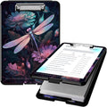 Clipboard with Storage, High Capacity Plastic Storage Clipboard with Low Profile Clip for Women Teachers Work, School & Office Supplies, Cute Pattern Decorative Clipboards, Dragonfly