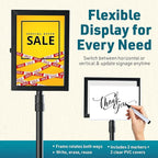 2 PACK Double-Sided Adjustable Heavy Duty Pedestal Sign Holder Stand for Display - Indoor/Outdoor Floor Sign Stand with Base 8.5x11 inches (Horizontal and Vertical Orientation) - includes dry erase marker