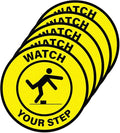 5 Pack Watch Your Step Floor Sticker Anti-Slip Safety Caution Sign 17 × 17 Inches Self Adhesive Vinyl Waterproof Signage for Workplace Stair Public Area