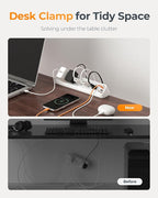 TESSAN Desk Clamp Power Strip 6 Ft, 2100J Surge Protector, 5 Outlets and 4 USB Ports (2 USB C), 1875W, 15A, Flat Plug Extension Cord with Multiple Outlets for Gaming Home Office Dorm Room