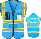 YOWESHOP High Visibility Reflective Safety Vest with Pockets Custom Your Logo Safety Workwear