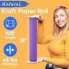 USA Made 18" x 1200" Lilac Kraft Paper Roll, 45 lbs Thickness, American Quality Colored Kraft Paper for School, Arts & Crafts, Bulletin Board - Odorless, Non-Toxic, Safe for Kids