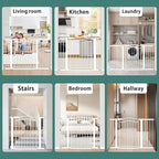 Fairy Baby 76.4"-81.8" Extra Wide Baby Gate Indoor for Stairs, Pressure Mounted Long Dog Gates for Doorways Walk Thru No Drill Pet Gates Child Safety Gate, White