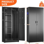 61.61" H Broom Closet Storage Cabinet with Towel Hangles and Adjustable Shelves,Metal Tool Cabinets with Pegboard and Hooks for Garage Laundry Room Home Office,Required Assembly,Black