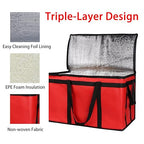 Bodaon 5-Pack Insulated Food Delivery Bag, XXX-Large Bag Without Hard Bottom, Red