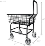 LVP Work Horse Commercial Laundry Cart with Removable Handle 2.85 Bushels (Black, Extra Large)