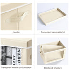 Storage Cubes with Lids - 5 Pack Foldable Clear Window Storage Bins, Large Decorative Storage Bins with Handles, Storage Containers for Clothes, Towel, Blanket, Sheet, Beige