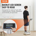 VEVOR Medical Digital Scale, Professional Physician Scale for Weight Height, Multi-Function Medical Physician Scale with Built-in Height Rod, 2 Unit (kg/lb), BMI for Home Hospital Gym, 500LBS Capacity