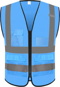 Reflective Safety Vest for Men Women with 5 Pockets and Zipper Front High Visibility Construction Vest Meets ANSI/ISEA Standards